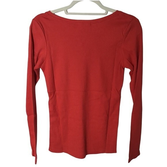 Boston Proper Red Long SleeveTop with Rhinestoned Buttons Size S - Picture 2 of 7